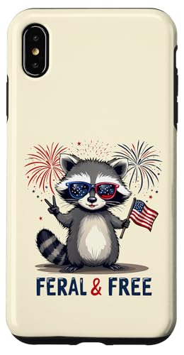 Lustige Waschbär Feral and Free 4. Juli Patriotische USA-Flagge Hülle für iPhone XS Max von Raccoon Feral & Free Independence Day 4th of july