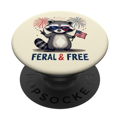 Lustige Waschbär Feral and Free 4. Juli Patriotische USA-Flagge PopSockets Klebender PopGrip Lustige Waschbär Feral and Free 4. Juli Patriotische USA-Flagge PopSockets Klebender PopGrip von Raccoon Feral & Free Independence Day 4th of july