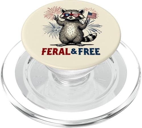 Lustiger Waschbär Feral and Free 4. Juli Patriotische USA-Flagge PopSockets PopGrip für MagSafe Lustiger Waschbär Feral and Free 4. Juli Patriotische USA-Flagge PopSockets PopGrip für MagSafe von Raccoon Feral & Free Independence Day 4th of july