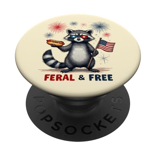 Waschbär Feral but Free Patriotic 4. Juli Waschbär Hotdog PopSockets Klebender PopGrip Waschbär Feral but Free Patriotic 4. Juli Waschbär Hotdog PopSockets Klebender PopGrip von Raccoon Feral & Free Independence Day 4th of july