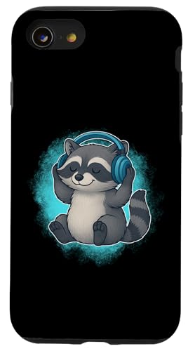 DJ Raccoon Kopfhörer Musikliebhaber Hülle für iPhone SE (2020) / 7 / 8 von Raccoon Lover Tees Co.