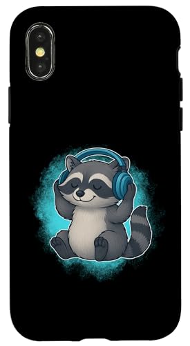 DJ Raccoon Kopfhörer Musikliebhaber Hülle für iPhone X/XS von Raccoon Lover Tees Co.