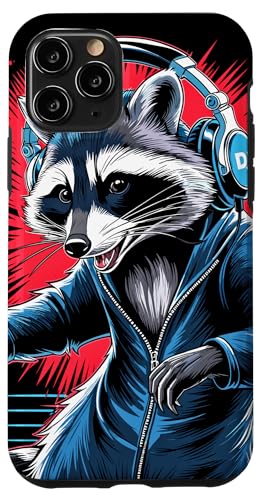 Waschbär Musik Kopfhörer DJ Kunst Marder Raccoon Hülle für iPhone 11 Pro von Raccoon Waschbär Musik