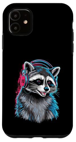Waschbär Musik Kopfhörer DJ Kunst Marder Raccoon Hülle für iPhone 11 Waschbär Musik Kopfhörer DJ Kunst Marder Raccoon Hülle für iPhone 11 von Raccoon Waschbär Musik
