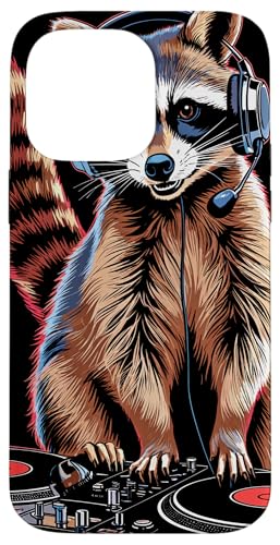 Waschbär Musik Kopfhörer DJ Kunst Marder Raccoon Hülle für iPhone 14 Pro Max von Raccoon Waschbär Musik