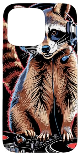 Waschbär Musik Kopfhörer DJ Kunst Marder Raccoon Hülle für iPhone 15 Pro Max von Raccoon Waschbär Musik