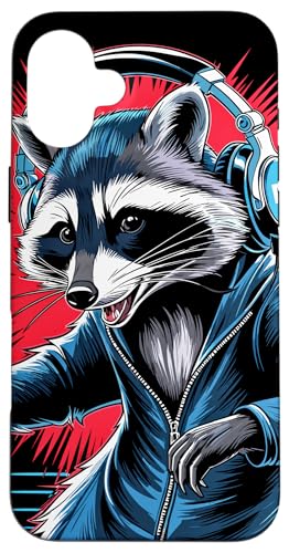 Waschbär Musik Kopfhörer DJ Kunst Marder Raccoon Hülle für iPhone 16 Plus Waschbär Musik Kopfhörer DJ Kunst Marder Raccoon Hülle für iPhone 16 Plus von Raccoon Waschbär Musik