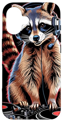 Waschbär Musik Kopfhörer DJ Kunst Marder Raccoon Hülle für iPhone 16 Waschbär Musik Kopfhörer DJ Kunst Marder Raccoon Hülle für iPhone 16 von Raccoon Waschbär Musik