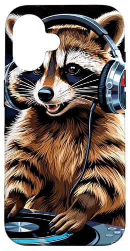 Waschbär Musik Kopfhörer DJ Kunst Marder Raccoon Hülle für iPhone 16 Waschbär Musik Kopfhörer DJ Kunst Marder Raccoon Hülle für iPhone 16 von Raccoon Waschbär Musik