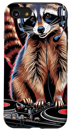 Waschbär Musik Kopfhörer DJ Kunst Marder Raccoon Hülle für iPhone SE (2020) / 7 / 8 von Raccoon Waschbär Musik