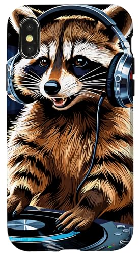 Waschbär Musik Kopfhörer DJ Kunst Marder Raccoon Hülle für iPhone X/XS Waschbär Musik Kopfhörer DJ Kunst Marder Raccoon Hülle für iPhone X/XS von Raccoon Waschbär Musik