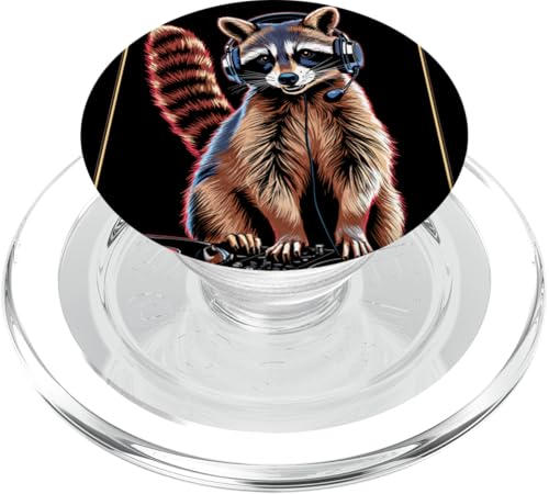 Waschbär Musik Kopfhörer DJ Kunst Marder Raccoon PopSockets PopGrip für MagSafe von Raccoon Waschbär Musik
