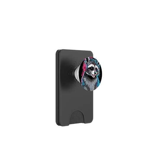Waschbär Musik Kopfhörer DJ Kunst Marder Raccoon PopSockets PopWallet für MagSafe Waschbär Musik Kopfhörer DJ Kunst Marder Raccoon PopSockets PopWallet für MagSafe von Raccoon Waschbär Musik