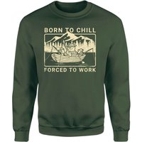 The Raccoons Born To Chill Forced To Work Sweatshirt - Green - M - Grün von Raccoons Woodland Collection