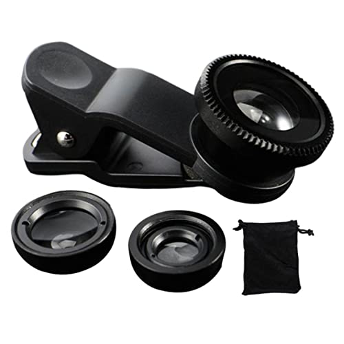 Telefon Fisheye Objektiv 3in1 Weitwinkel Fischauge Makrolinsen Clip-on Universal Lens Schwarz, Handy-objektiv, Fisheye Telefonlinse, Fisheye-makrolinsen von Rachlicy