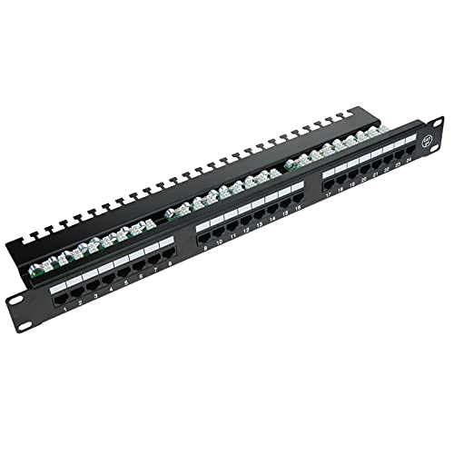 RackMatic - Patch-Panel Cat.5e UTP 24 RJ45 schwarz 1HE mit Kabelmanagement für Rack Schrank von RackMatic.com