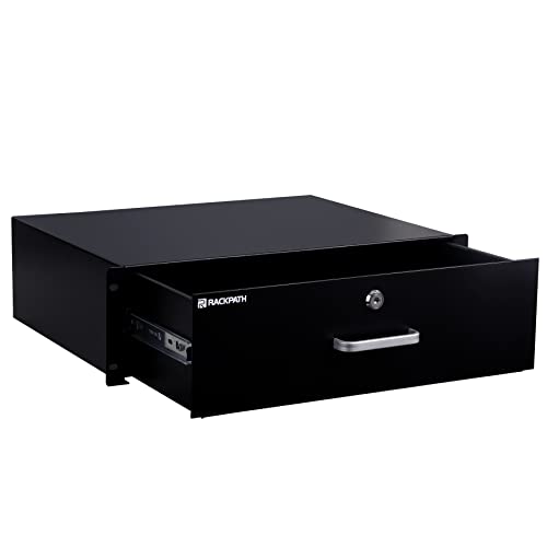 RackPath 3U Rack Mount Schublade für 19 Zoll AV/Netzwerk/DJ Equipment Rack oder Schränke mit Schloss und Schlüssel von RackPath