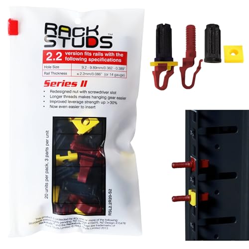 R20 II - Server-Rack-Schrauben für 19"-Server-Rack-Schienen mit quadratischen Stanzlöchern, idealer Käfigmuttern-Ersatz, Rackmuttern, Rackbolzen, Rack-Montageschrauben - Rot, 20er-Pack, 2,22 mm/0,086 R20 II - Server-Rack-Schrauben für 19"-Server-Rack-Schienen mit quadratischen Stanzlöchern, idealer Käfigmuttern-Ersatz, Rackmuttern, Rackbolzen, Rack-Montageschrauben - Rot, 20er-Pack, 2,22 mm/0,086 von Rackstuds