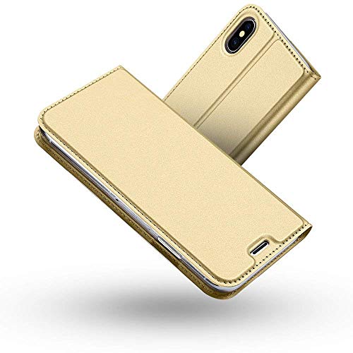 Radoo iPhone XS Max Hülle, Premium PU Leder Handyhülle Brieftasche-Stil Magnetisch Folio Flip Klapphülle Etui Brieftasche Hülle Schutzhülle Tasche Case Cover für Apple iPhone XS Max (Gold) von Radoo