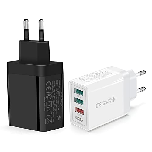 2er-Pack 4Port Durable PD 3.0 mit USB A Wall Charger Block 35W USB C Fast Charge für Samsung Galaxy iPhone 12/13/14 /Pro Max, XS/XR/X, iPad Pro von Raeisusp