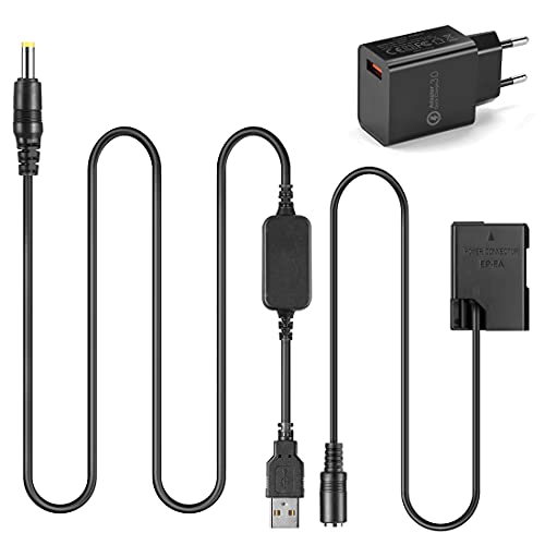 Mobile Netzteil USB Kabel + 5V3A Ladegerät + EP5A EP-5A EN-EL14 Dummy Akku für Nikon P7800 P7100 D5600 D5300 D5200 D5100 D3400 D3300 D3200 von Raeisusp