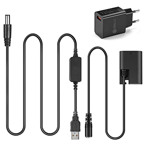 Raeisusp 5V USB Adapter Kit + QC3.0 Ladegerät Kabel DC 8.4V ACK-E6 + DR-E6 LP-E6 LP E6 Virtuelle Batterie für Canon EOS 5D Mark II III 5D2 5D3 6D 7D von Raeisusp