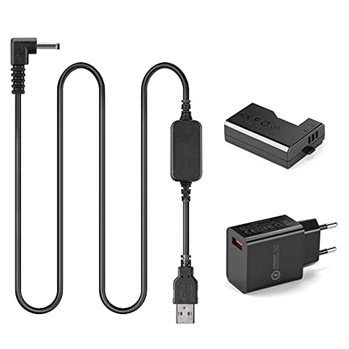 Raeisusp 5V USB Kabel ACK-E10 Mobile Netzteil + DR-E10 LP-E10 LPE10 Dummy Akku DC Grip + 5V 3AMP Adapter Kit für Canon1100D 1200D 1300D 2000D X50 X70 T3 T5 T6 von Raeisusp