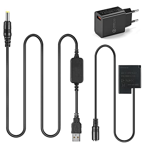 Raeisusp 5V USB Kabel DC 8.4V DMW-DCC15 + DMW-BLH7 Dummy Akku + QC3.0 USB Power für Panasonic Lumix DMC-GM1 GM5 GF7 GF8 GF9 LX10 LX15 Camera von Raeisusp