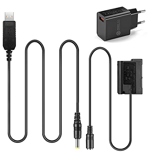 Raeisusp PRO USB-Kabel + QC3.0 Adapter + MB-D15 Dummy-Batterie EP-5B DC-Koppler für Nikon Z5 Z6 Z7 V1 D850 D810 D810A D800E D750 D610 D600 D500 von Raeisusp