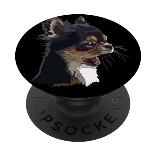 Chihuahua Langhaar Lustig Chihuahua Langhaar Chiwawa Hund PopSockets mit austauschbarem PopGrip von Raf THE ARTIST Designs