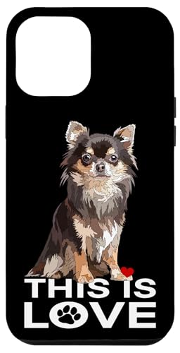 Chihuahua mit langen Haaren, Aufschrift "This Is Love", Braun Hülle für iPhone 12 Pro Max Chihuahua mit langen Haaren, Aufschrift "This Is Love", Braun Hülle für iPhone 12 Pro Max von Raf THE ARTIST Designs