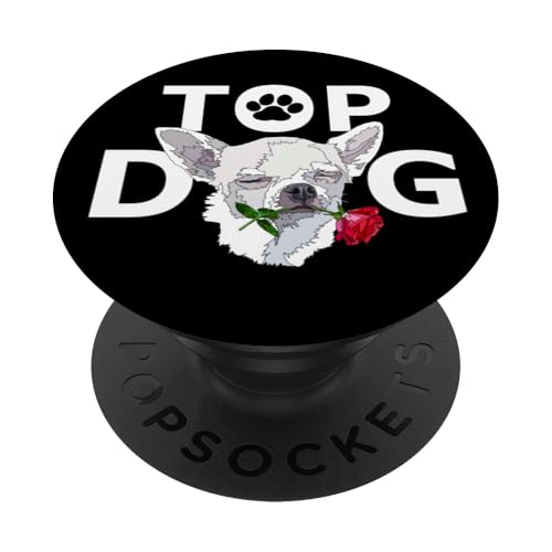 Top Dog weiße Teetasse Chihuahua mit roter Rose für Mama Mutter PopSockets Klebender PopGrip von Raf THE ARTIST Designs