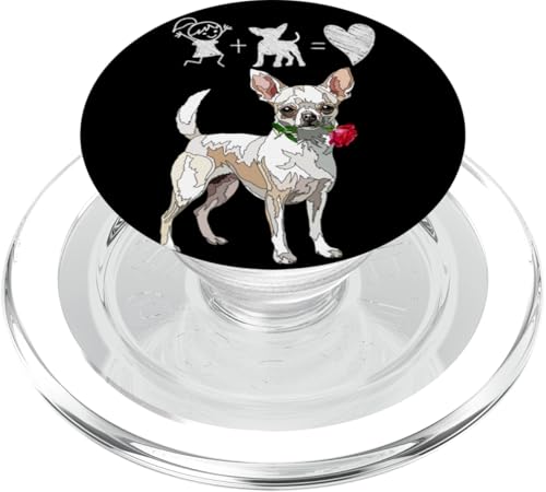 Weißer Chihuahua Teetasse Hund mit roter Rose für Mama Mutter Mädchen PopSockets PopGrip für MagSafe von Raf THE ARTIST Designs