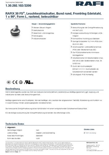 RAFI 1.30.292.102/2200 RAFIX 30 FS Leuchtwahlschalter 1 x 90° von Rafi