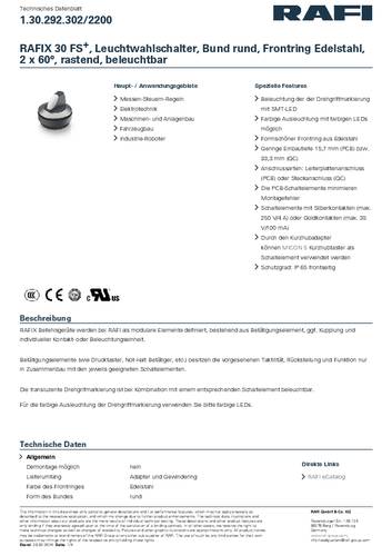 RAFI 1.30.292.302/2200 RAFIX 30 FS Leuchtwahlschalter 2 x 60° von Rafi