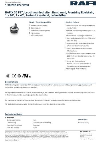 RAFI 1.30.292.427/2200 RAFIX 30 FS Leuchtwahlschalter 1 x 90°/40° von Rafi