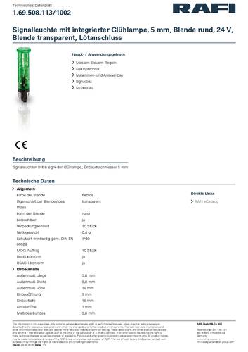 RAFI 1.69.508.113/1002 Meldeleuchte Farblos 24V 1St. von Rafi