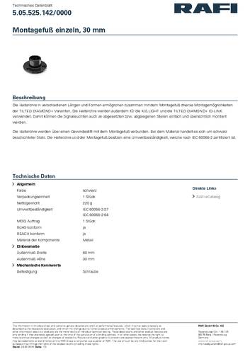 RAFI 5.05.525.142/0000 Montagefuß (B x H) 68mm x 30mm 1St. von Rafi