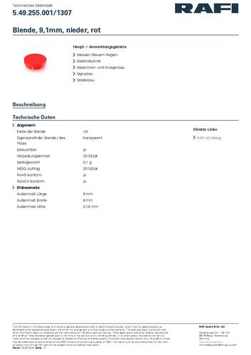 RAFI 5.49.255.001/1307 Blende Rot RAFI 5.49.255.001/1307 Blende Rot von Rafi