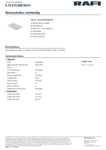 RAFI 5.73.012.000/0214 Streuscheibe (L x B x H) 18.3 x 11.4 x 0.8mm Transluzent von Rafi