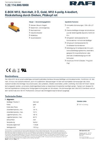 RAFI E-BOX Drucktaster 35V 0.1A 2 Öffner 1St. von Rafi
