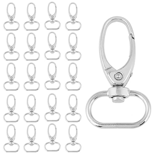 Raheem 20 Stück Karabinerhaken Schlüsselanhänger, Schlüsselanhänger Verschluss, Karabinerhaken mit Drehgelenk, Innendurchmesser Schwenkbarer Abzugsring, 20mm Zink Legierung Taschenkarabiner Tasche von Raheem