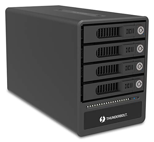 Raidon GR4670-TB3 Externes 4-fach Thunderbolt 3 Raid Gehäuse für 4x 2,5 Zoll oder 3,5 Zoll HDD/SSD (Raid 0, 1, 5, 10 und JBOD (Single)) mit 2x Host-Anschluss Schwarz von Raidon
