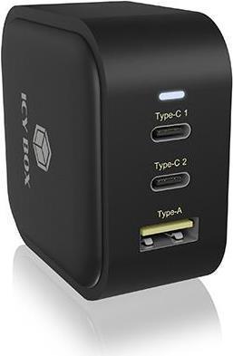 3 Port Steckerladegerät mit USB Power Delivery, 65 Watt, 2x Type-C®, 1x Type-A Anschluss, EU, UK, US Stecker (IB-PS103-PD) von Raidsonic