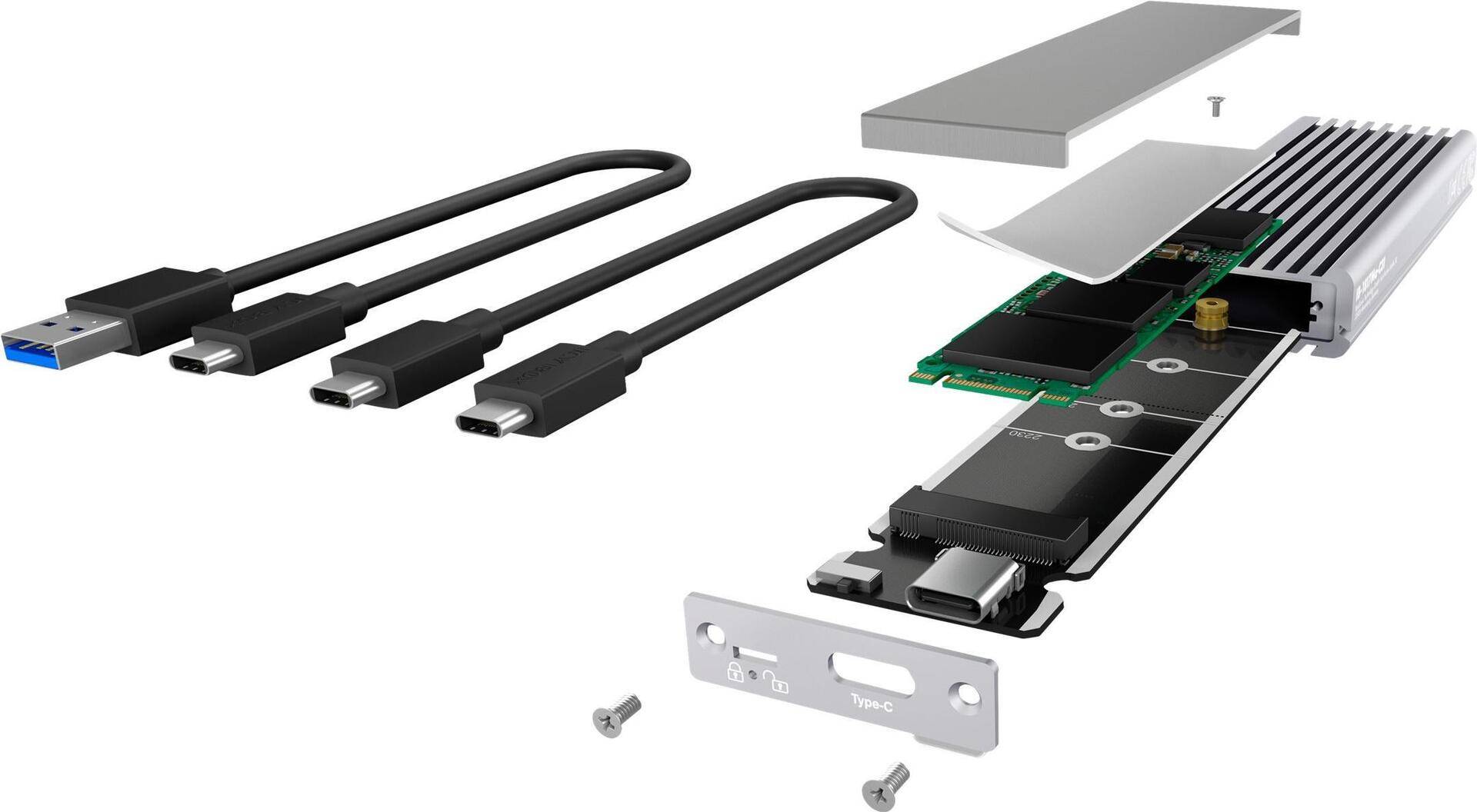 RaidSonic IB-1817MA-C31 Speicherlaufwerksgehäuse M.2 SSD-Gehäuse Silber (IB-1817Ma-C31) von Raidsonic