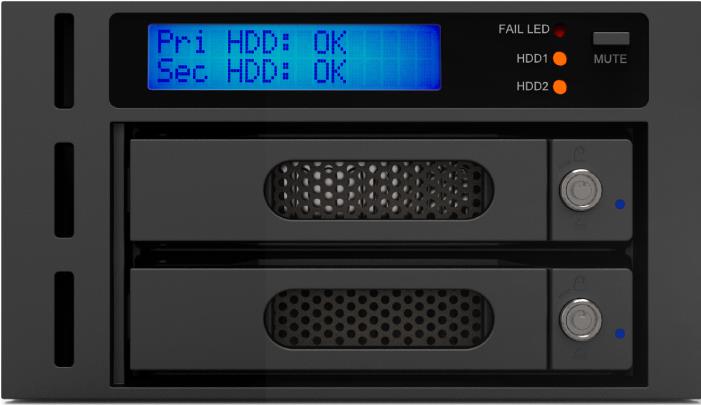 RaidSonic RAIDON iR2622 - Internes RAID-Gehäuse mit Datenanzeige, Netzanzeige, Tastensperre, LCD-Anzeige, hotswapfähiger Wechselrahmen, Überhitzungsalarm, HDD-Ausfallanzeige, 6 x 6cm Lüfter - 6,4 cm/8,9 cm gemeinsam genutzt (2.5 / 3.5 gemeinsam genutzt) - SATA 6Gb/s - 600MBps - RAID 0, 1 - SATA 3Gb/s - Schwarz (IR2622) von Raidsonic