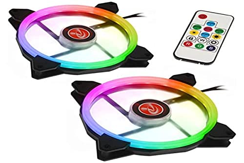 Raijintek Iris 14 2er-Set PC Gehäuselüfter 140mm Lüfter RGB LED, PC RGB Lüfter 140mm PWM, Gehäuse Kühler PC PWM, RGB Controller von Raijintek