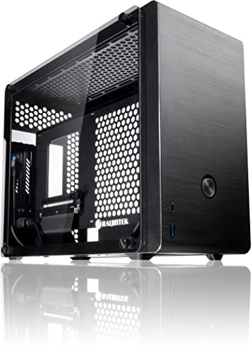 Raijintek Ophion EVO Mini-ITX Compact Gaming PC Gehäuse mit Gehärteten Glaswänden und Wabenlüftung, Tempered Glass, Aluminium, 174×375×290 mm, Schwarz von Raijintek