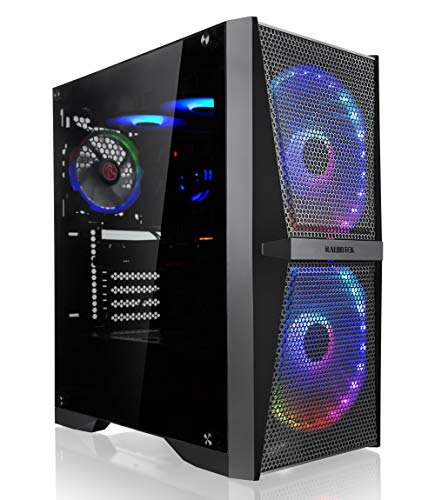 Raijintek Silenos MS Pro, PC ATX Gehäuse mit Seitenteil aus Hartglas, PC Case mit Großflächiges Mesh an der Front, Case mit Drei Lüfter, Schwarz von Raijintek