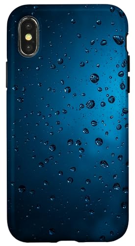 Regentropfen auf blauem Hintergrund Hülle für iPhone X/XS von Rain Backgrounds